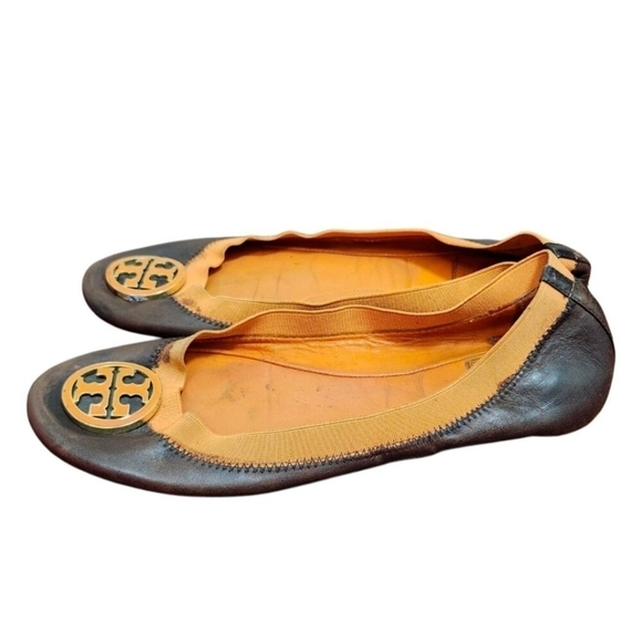 Tory Burch brown and orange ballet flats. Size 7.5 - Picture 4 of 9